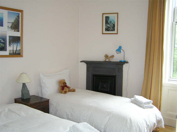 The twin room overlooking the rear gardens