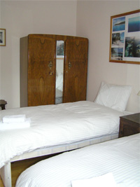 The twin room overlooking the rear gardens