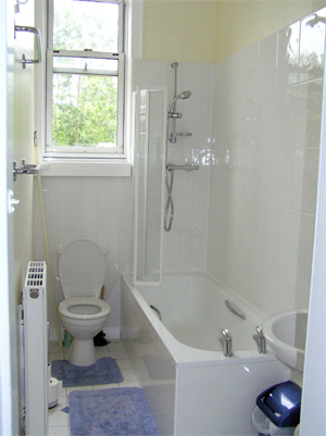 The delightfully bright bathroom